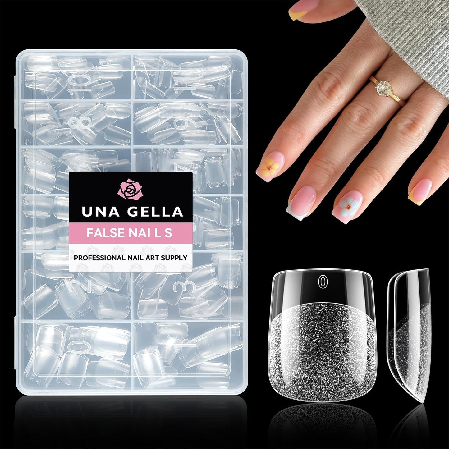 Ballerina Gel Neglespidser 216 stk. 12 Størrelser Soft Gel Negle Tips Full Cover Negle Extension Sæt Semi Matt DIY Home Art