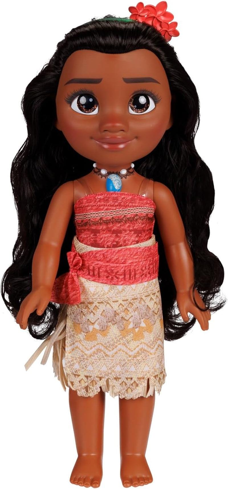 Disney Princess Moana 35 cm dukke, reflekterende glitterøjne, bevægelige led, aftageligt outfit, blomsterklemme, langt hår, til piger i alderen 3+