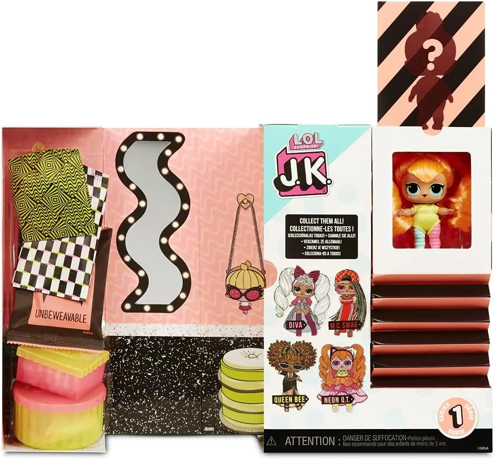 LOL overraskelse! 570776E7CAZ JK Mini Fashion Doll - 15 overraskelser, tøj og tilbehør - Samlerobjekter - Neon QT