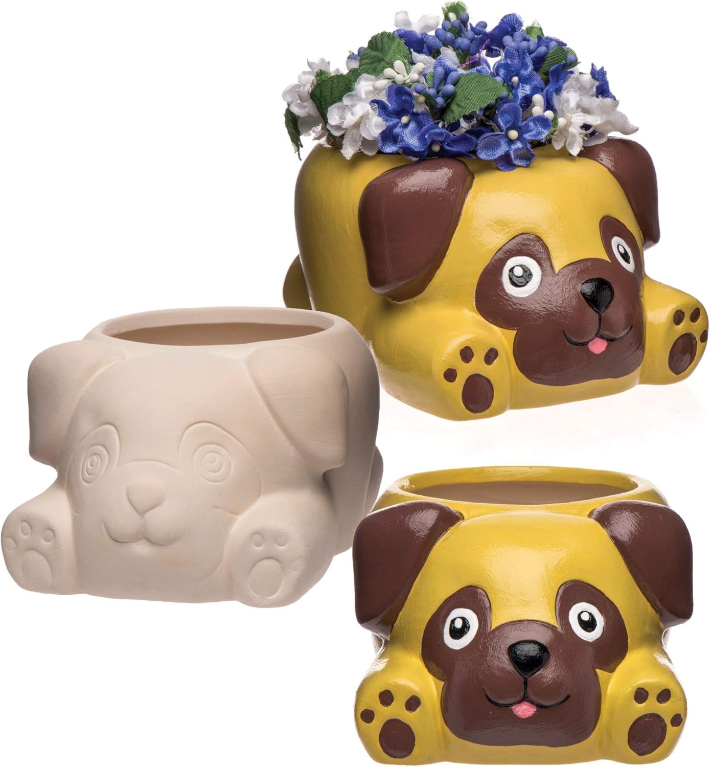 Baker Ross 'Pug' keramiske gryder (2 stk) - til børn at male, dekorere og give som gaver