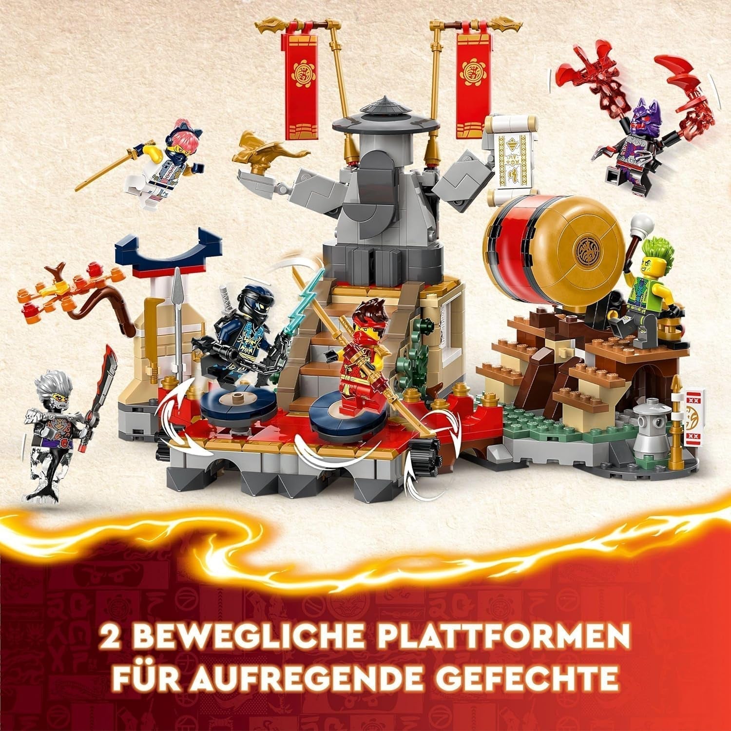LEGO NINJAGO Tournament Arena Eventyrlegetøj til børn Ninja-legesæt med 6 minifigurer Samling Byggesæt Fødselsdagsgave til 7-årige drenge og piger 71818 Byggesæt Besuche den LEGO-Store