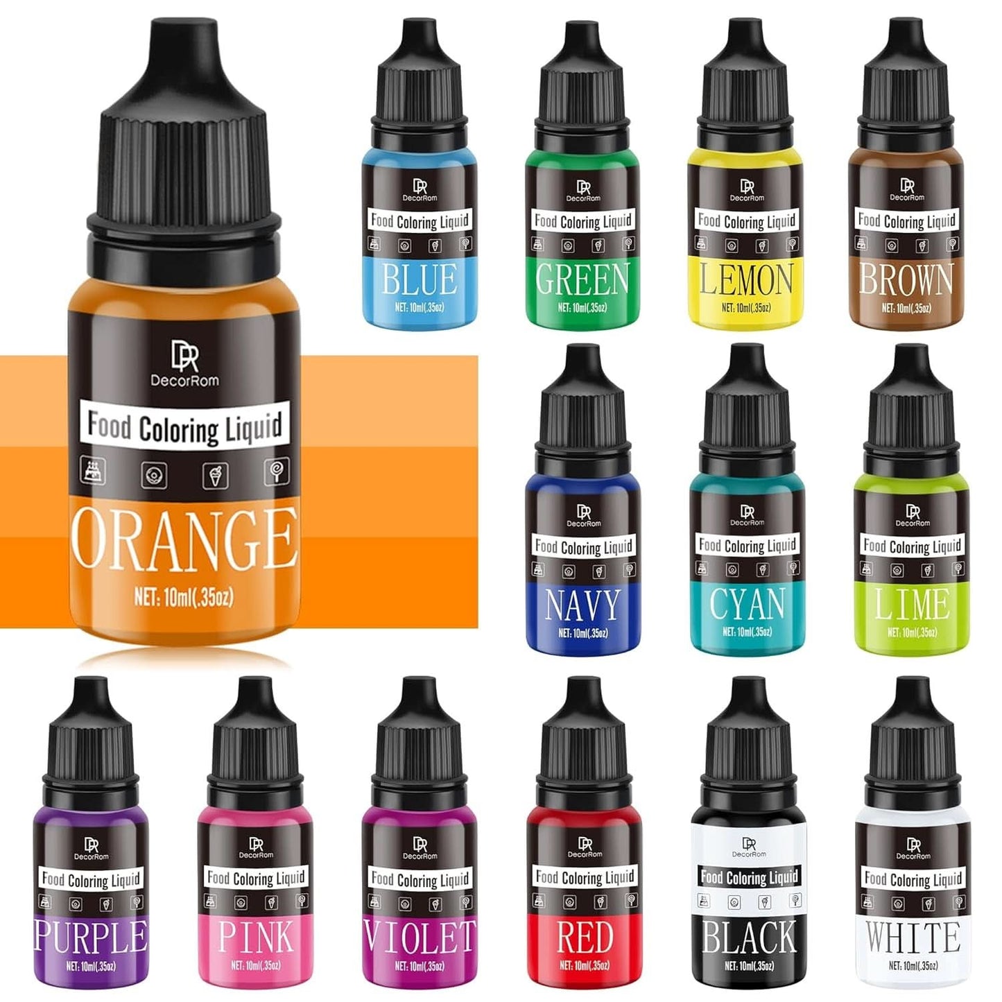 Flydende madfarve, 10 ml Naty Shop 10 ml (sæt med 14 stykker)