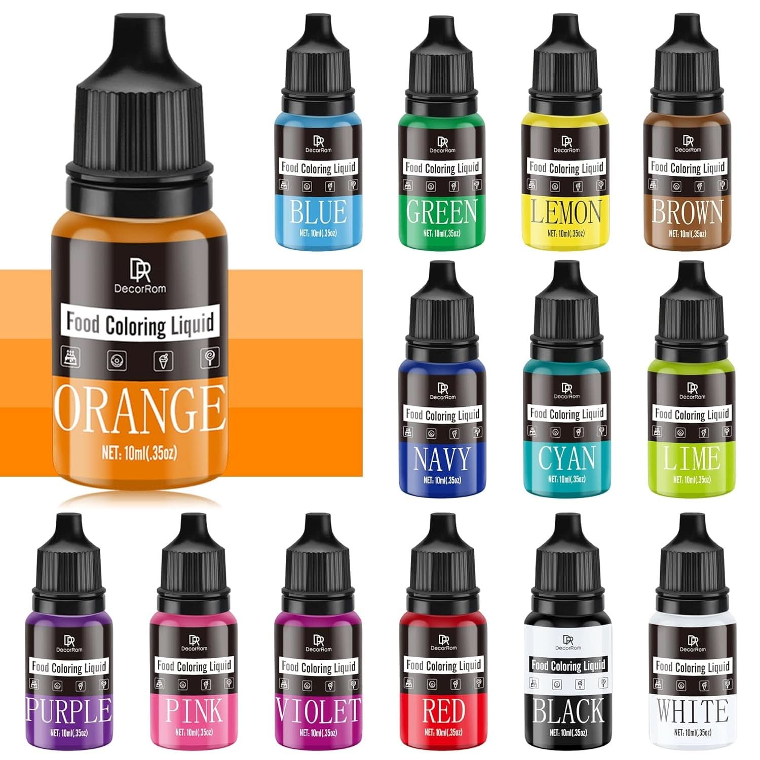 Flydende madfarve, 10 ml Naty Shop 10 ml (sæt med 14 stykker)