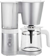 ZWILLING ENFINIGY Filter-espressomaskine med 1,5 l glaskaraffel, espressomaskine med rustfri stålkedel, blomstrende funktion og smart afkalkning, plastik, sølv