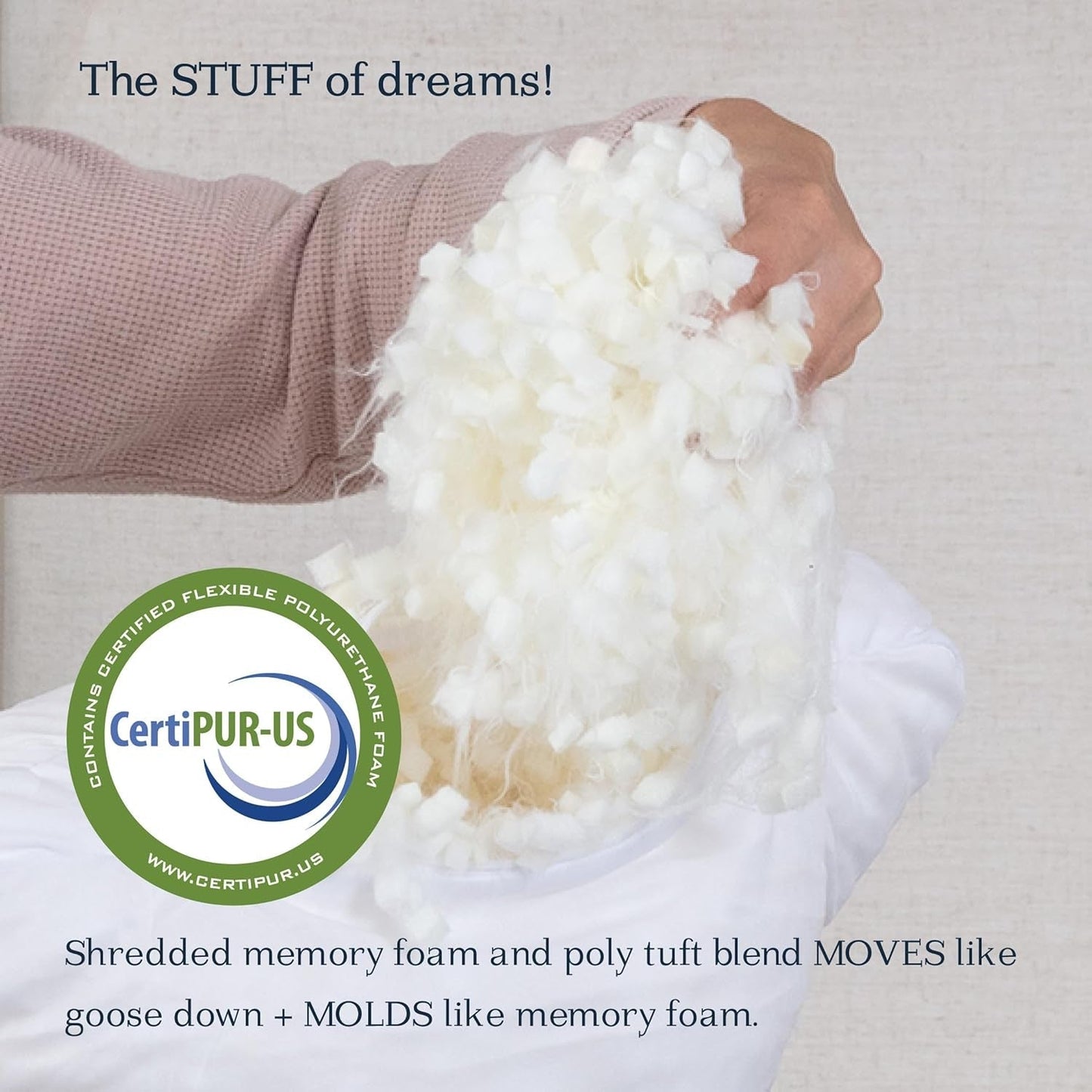 Dreamyblue Premium sovepude - strimlet memoryskum fyld [Justerbar loft] Vaskbart bambusvundet viskosebetræk - Til glidende sider, ryg og mave - Naty Shop standardpuder