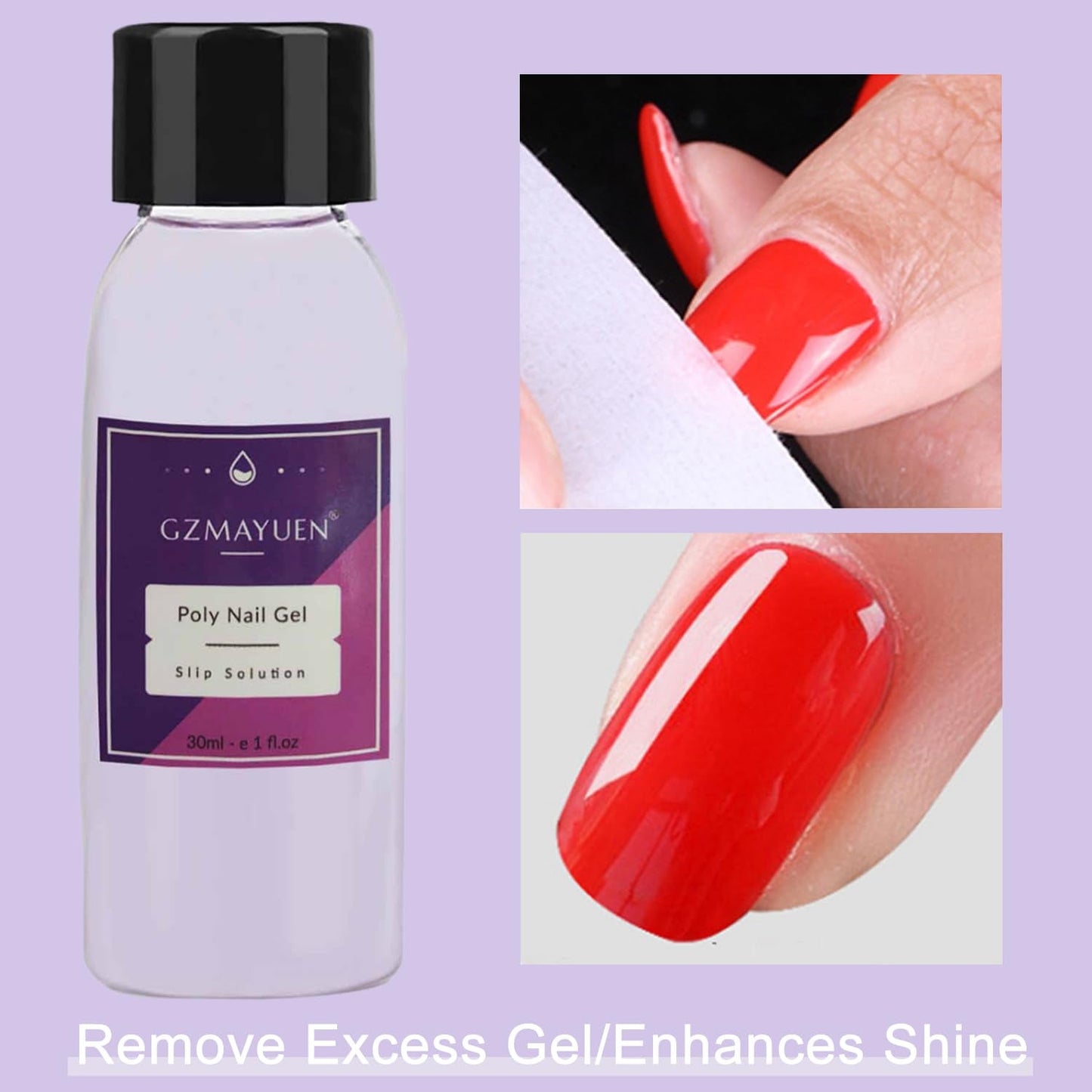 GZMAYUEN Poly Nail Gliding Solution 30ml * 2 Nail Extension Gel Flydende Poly Extension Gel - Nem DIY Gliding Solution med børste