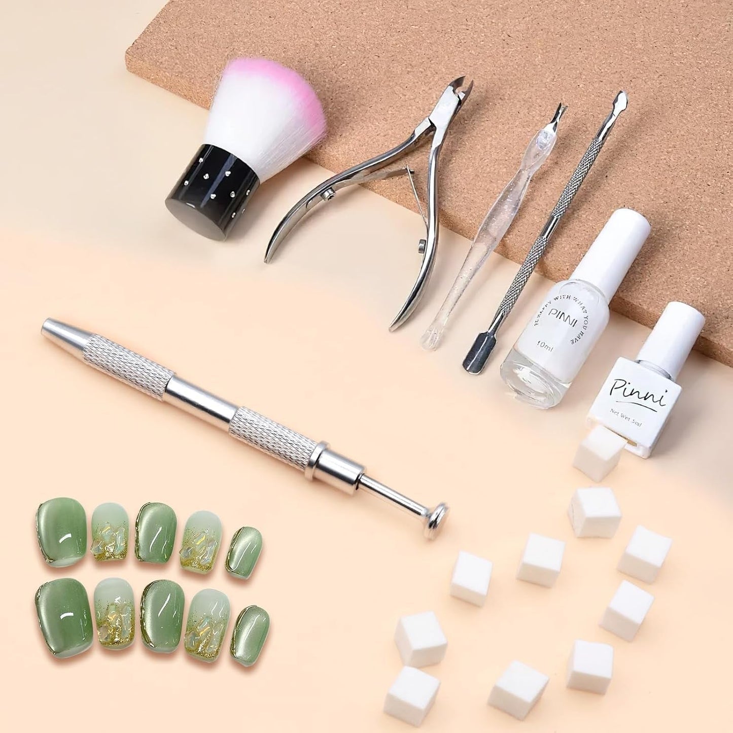 KASURE 300 Stück Nail Art Schwamm, Metall Mit Greifer Nagel Pinsel, Nageldesign Tilbehør Für Nail Art, Schwammpinsel Für Farbverlaufs-Nageldesign