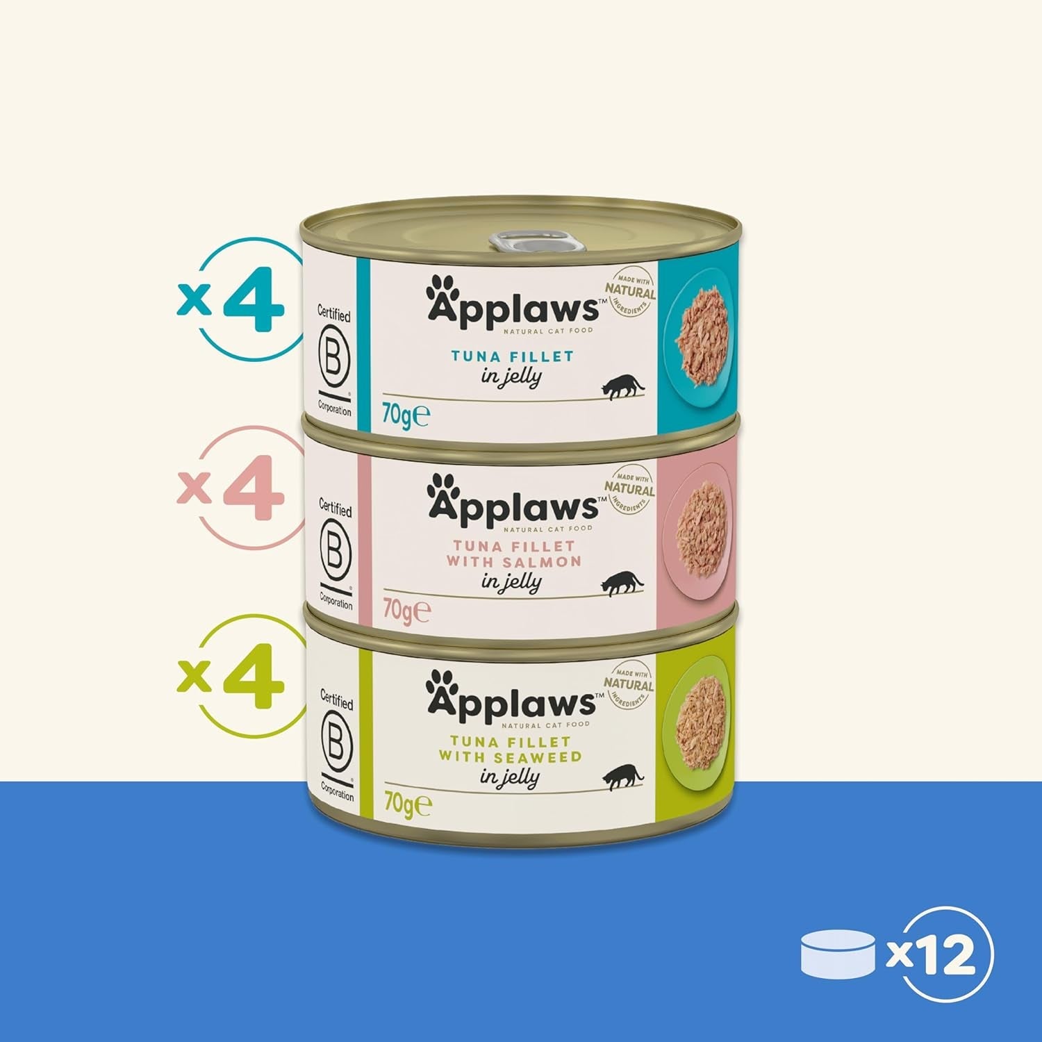 Applaws Natural Wet Cat Food Jelly Fish Selection (pakke med 12 x 70 g)