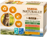 IAMS Natural Wet Cat Food i Sauce - Højkvalitets kød- og fiskevådfoder til voksne katte, Land & Sea Collection, 12 x 85g