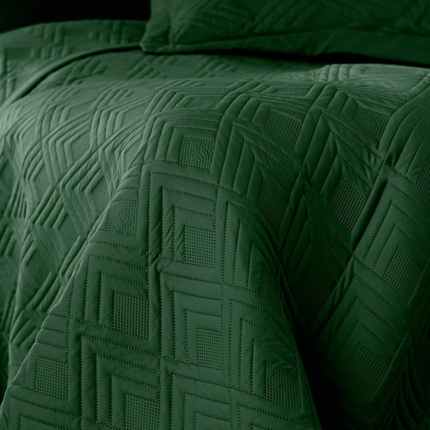 Ameliahome sengetæppe 170X210 Cm Dobbeltsidet sengetæppe Ultrasonic Quilting Polyester Ophelia Mørkegrønne senge og tæpper Besuche den AmeliaHome-Store
