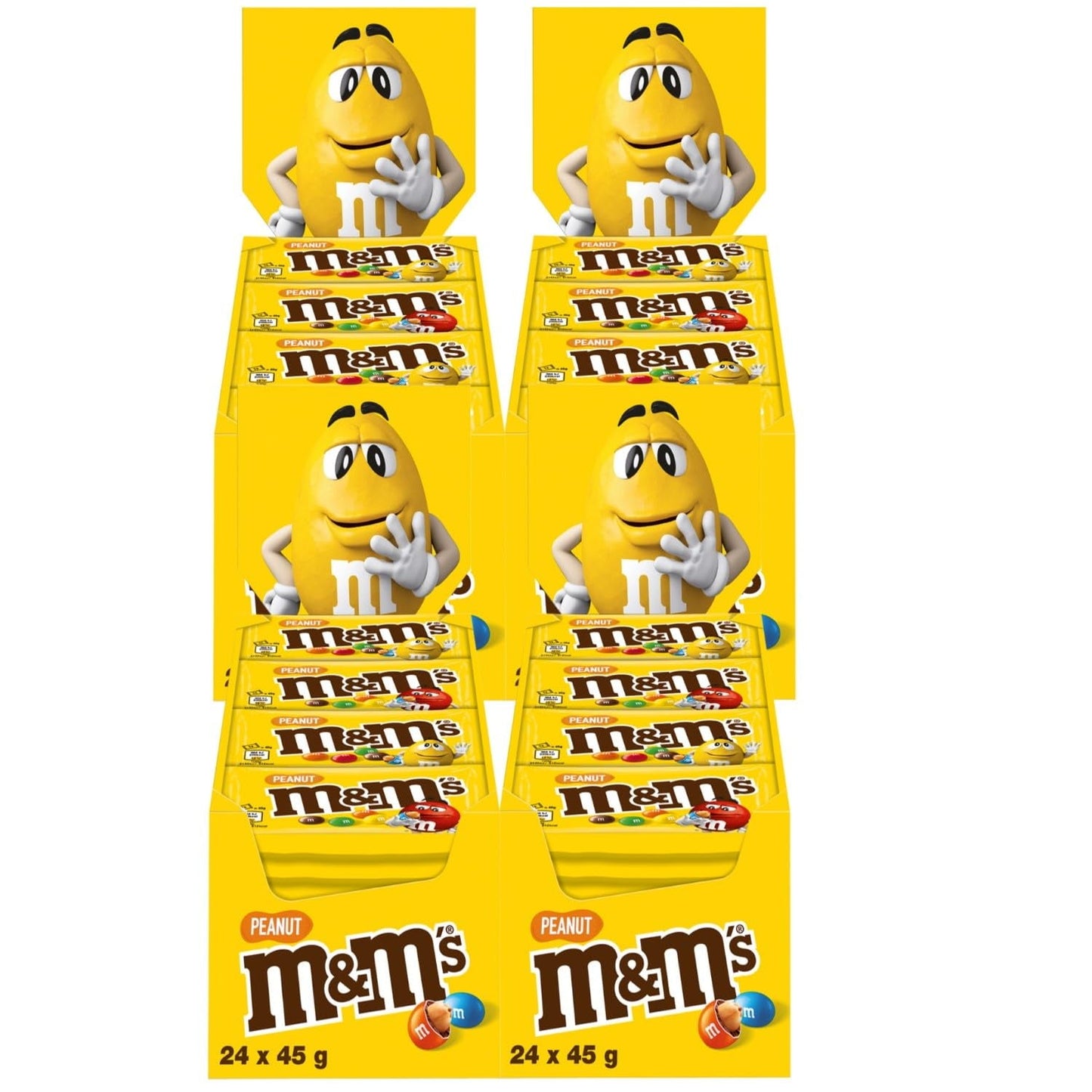M&M's Peanut Chocolate Bulk Pack 24 x 45 g Chokolade Peanut Flavored Linser Chokoladegave (1080g) Ideel som en fodbold-tema-godbid