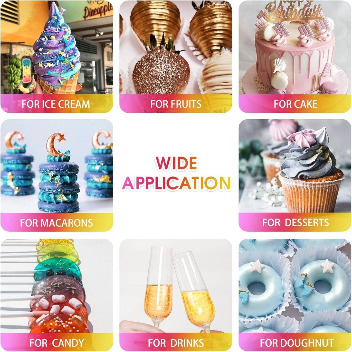 Spiselig glitterspray - 22G spiselig glitter, spiseligt glitterpulver til drinks, kagepynt, macarons - madfarve glitterpulver, spiseligt glitter til cocktails, muffins (pink)