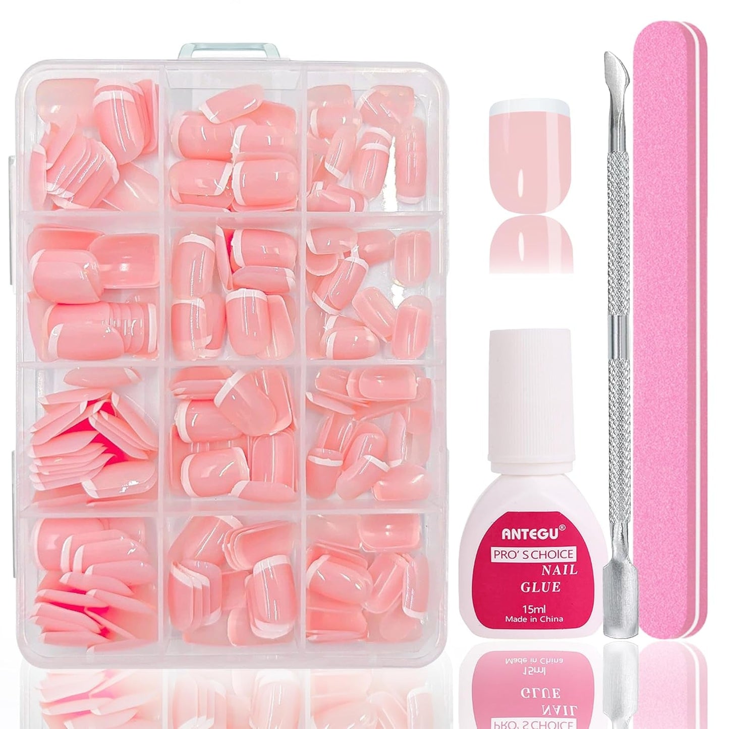Ballerina falske neglesæt - 240 stykker Delikat lilla pink falske negle, fulddækkende lim på falske negle, falske neglespidssæt til manicure og neglekunst til kvinder og piger (lavendelrosa)