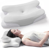 RUMMY Memory Foam Ergonomisk nakkestøttepude med aftageligt vaskbart betræk til side- og mavesveller (grå) Cervikale ortopædiske puder Naty Shop Grey