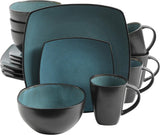 Gibson 99813.16R Elite Soho Lounge Reactive Glaze 4-personers servisesæt, 16 dele, blågrøn/sort tofarvet effekt