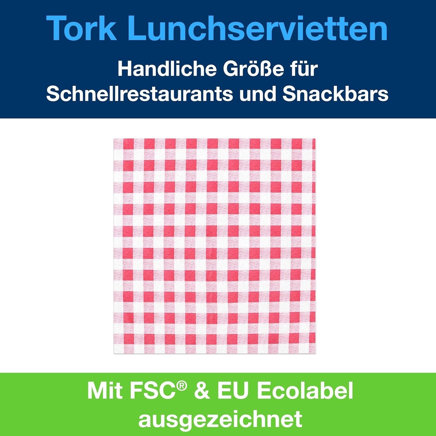 Tork Bistrored frokostserviet, 1/4-fold, 1 lag, 33 cm × 33 cm, 8 × 400 servietter, 509359