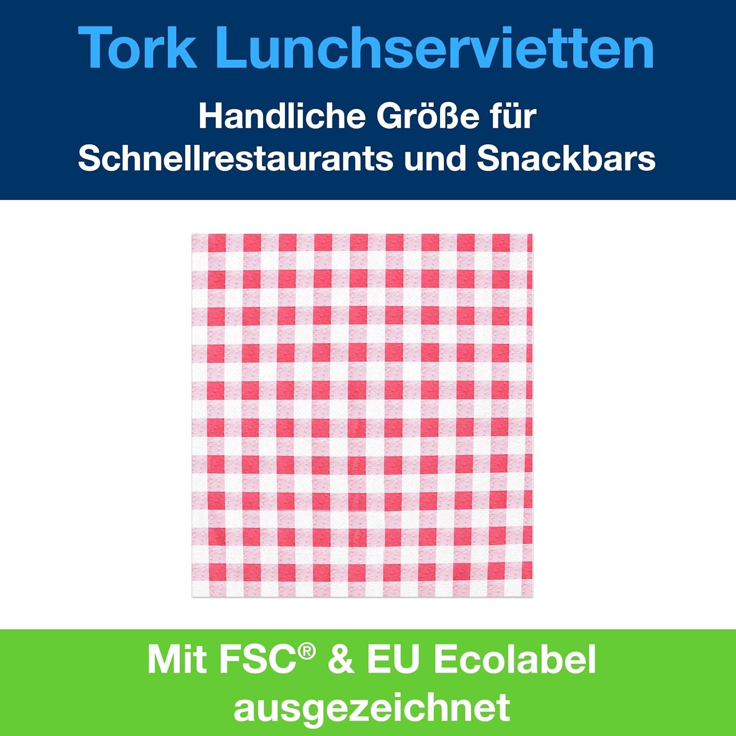 Tork Bistrored frokostserviet, 1/4-fold, 1 lag, 33 cm × 33 cm, 8 × 400 servietter, 509359