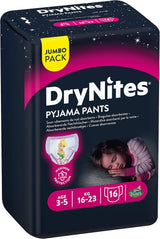 DryNites Pyjamasbukser til piger 3-5 år 1 pakke (1 x 16 stk.)
