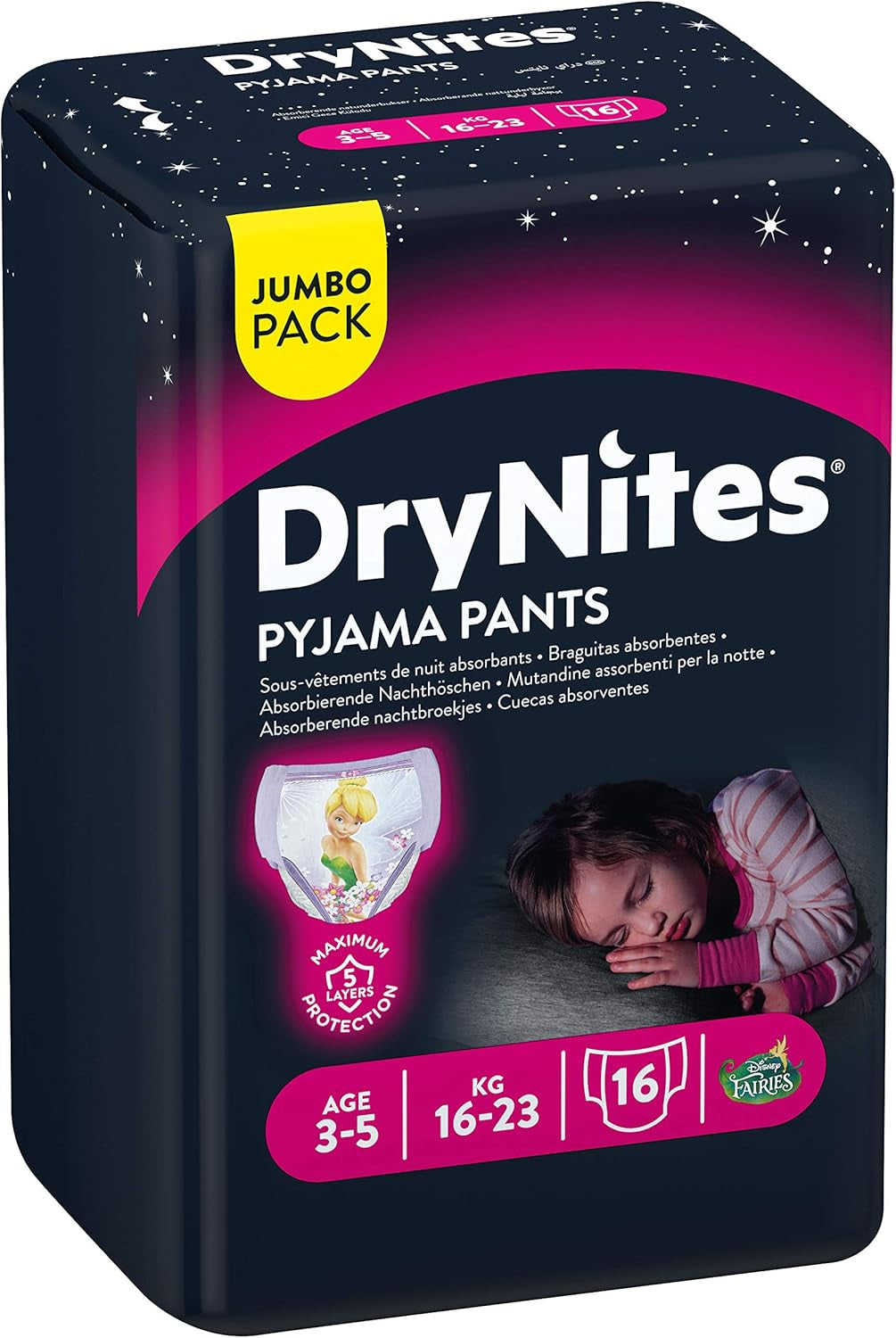 DryNites Pyjamasbukser til piger 3-5 år 1 pakke (1 x 16 stk.)