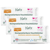 Naty Babyservietter | 100% urte- og duftfri til følsom hud | Plastfrie og certificerede komposterbare servietter med 98 % renset vand | 672 servietter (12 pakker)