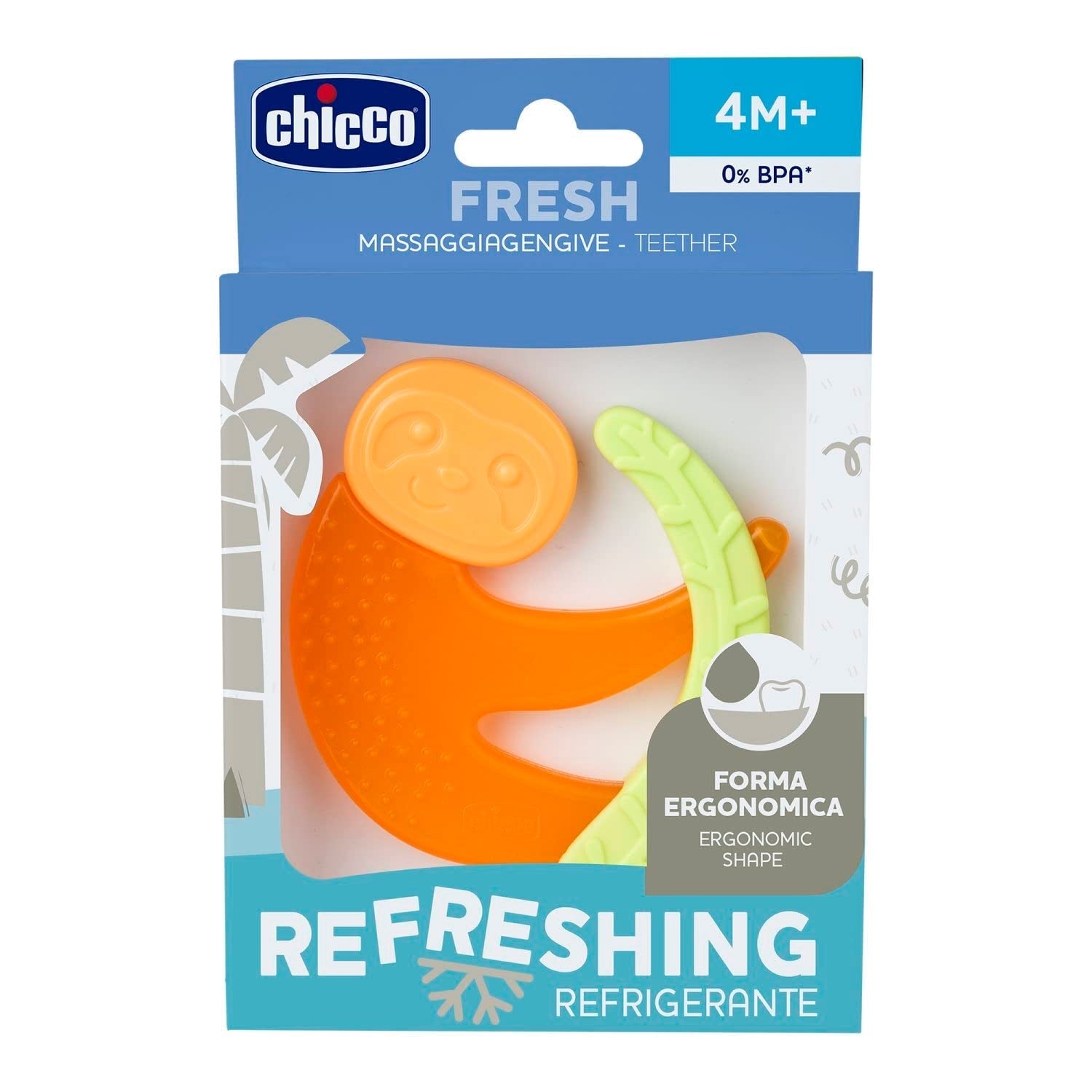Chicco Fresh&Relax Monkey or Sloth bidering, 4M+, fyldt med sterilt vand