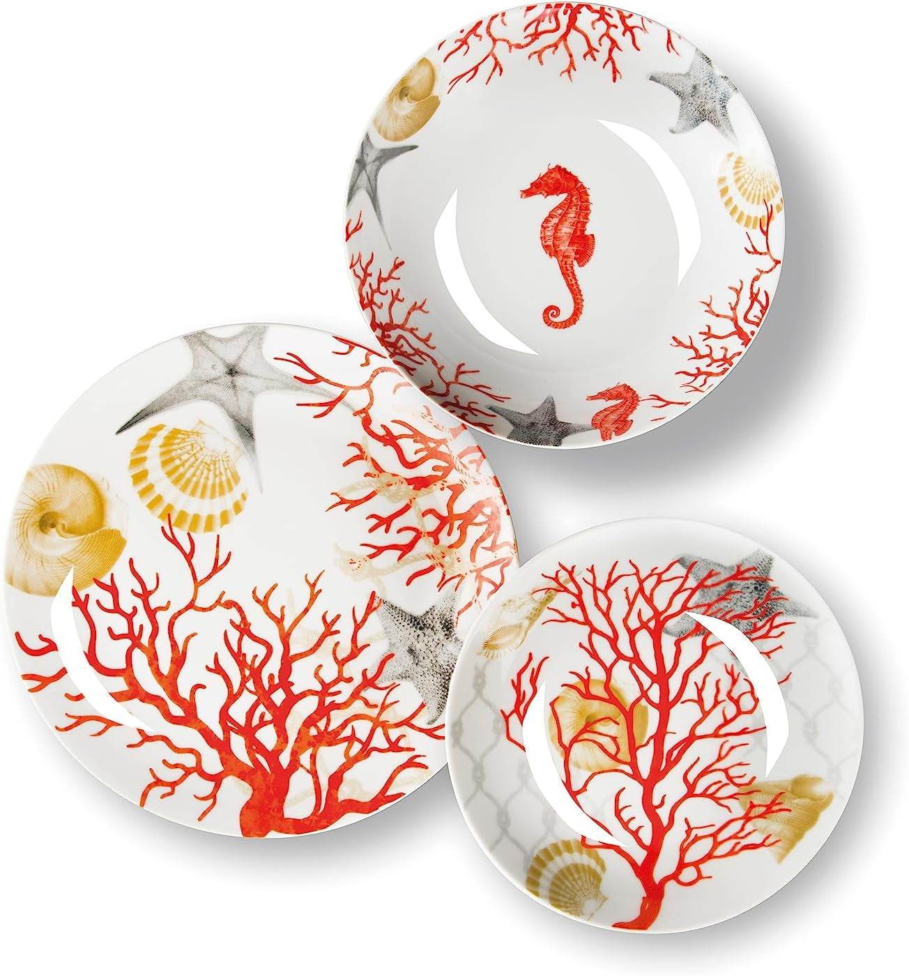 Excelsa Coral bordservice, 18 dele, porcelæn, rød