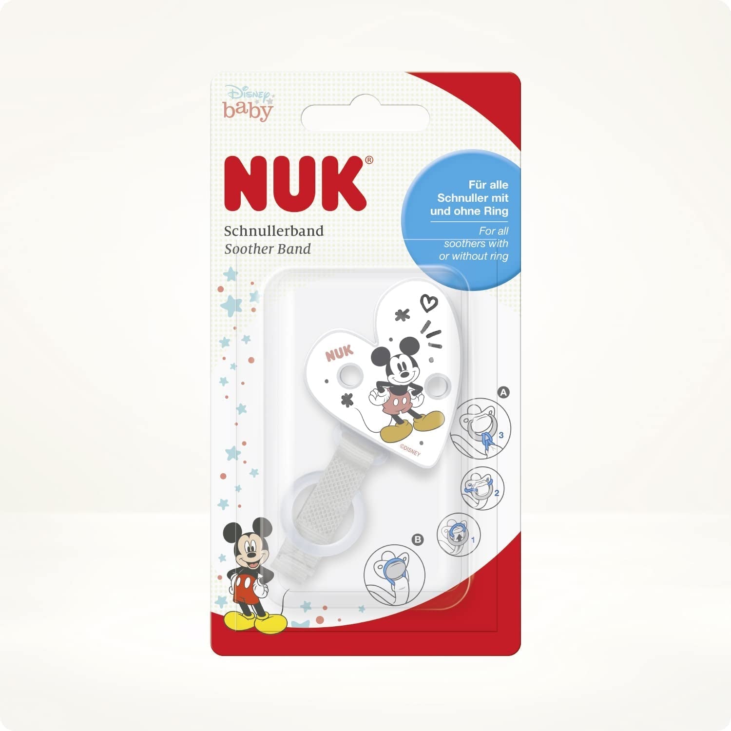 NUK suttekæde og klips | til sutteringe | Robust og modstandsdygtig over for brud | Disney Mickey Mouse