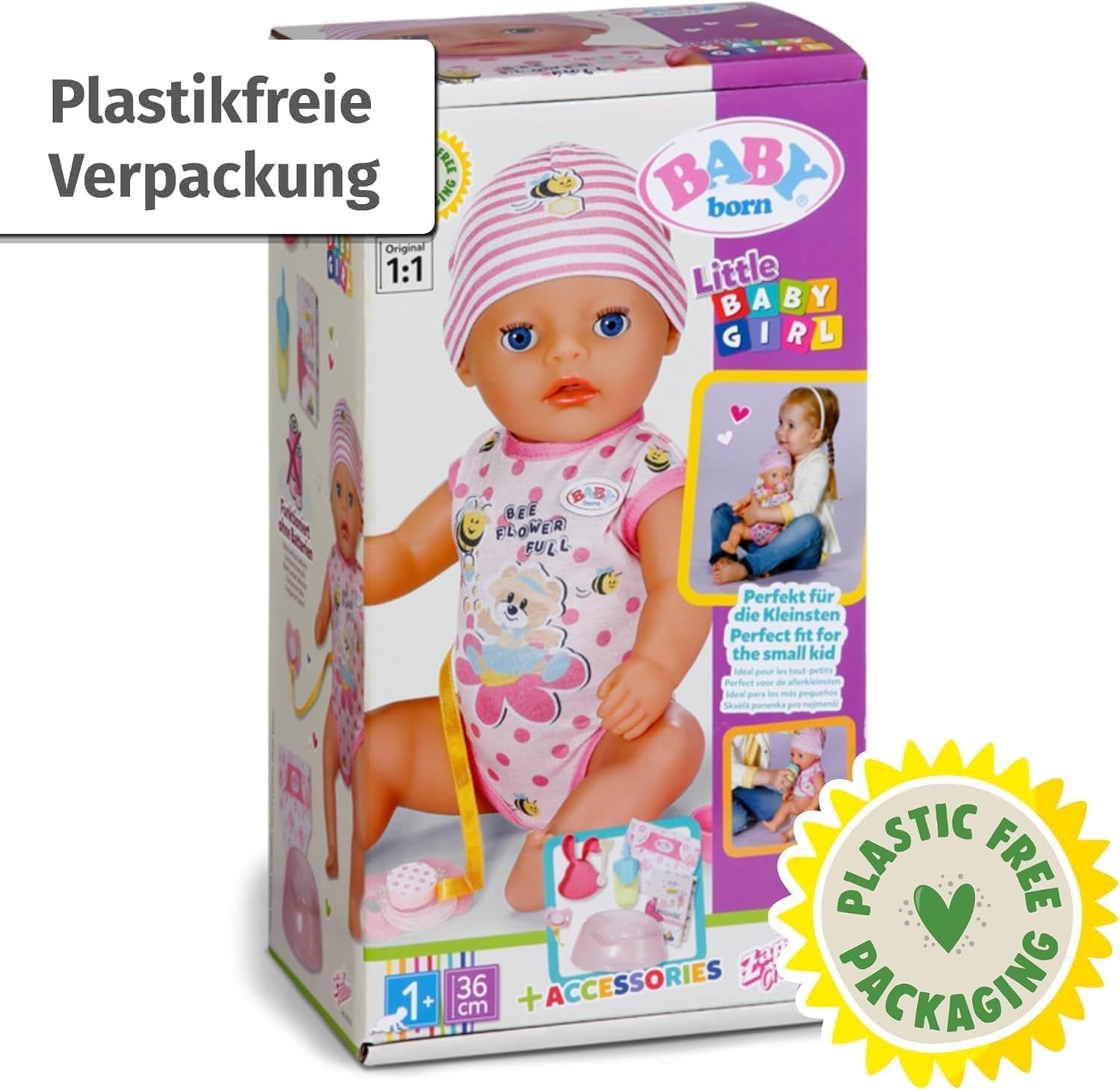 BABY Born Lena (pige) 36 cm, dukke med 7 funktioner til børn fra 1 år, fungerer uden batteri, stor dukke 36 cm, 834596 Zapf Creation, pink Naty Shop dukker
