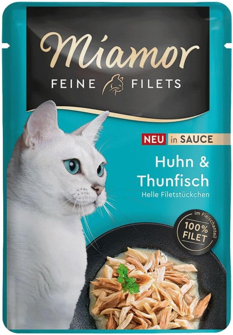 - Fine fileter i sauce | Vådfoder til voksne katte med filetstykker i sauce. Fedtfattig komplementær mad i friskhedspose, uden kunstige tilsætningsstoffer | 24 x 100 g ren tun