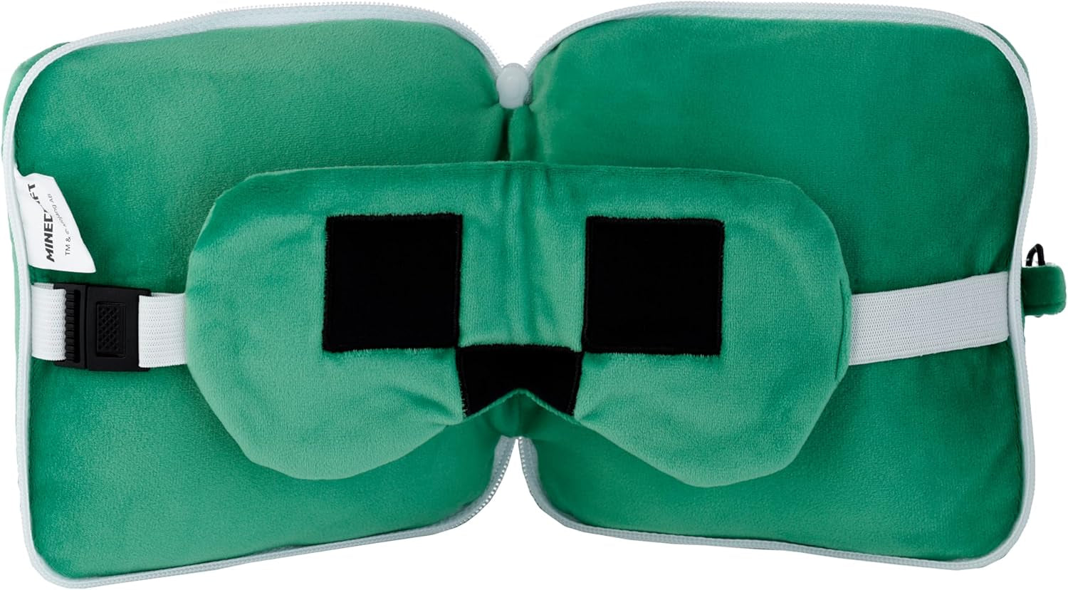 Puckator Relaxeazzz Minecraft Creeper Plys rejsepude og øjenmaske Nakkestøtte Sovepude Nakkepude Rejsepude Sovemaske Børn og voksne til rejse Bil Tog Flytilbehør Rejsepuder Naty Shop
