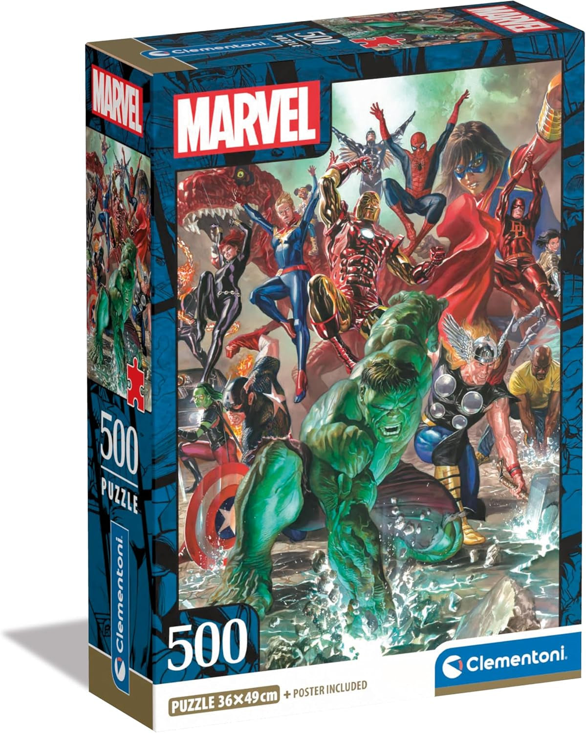 Clementoni Marvel Puslespil 500 brikker Voksne - Voksenpuslespil i 49 X 36 cm - Udfordrende voksenpuslespil fra Clementoni 35546 Puslespil Naty Shop Standardtitel