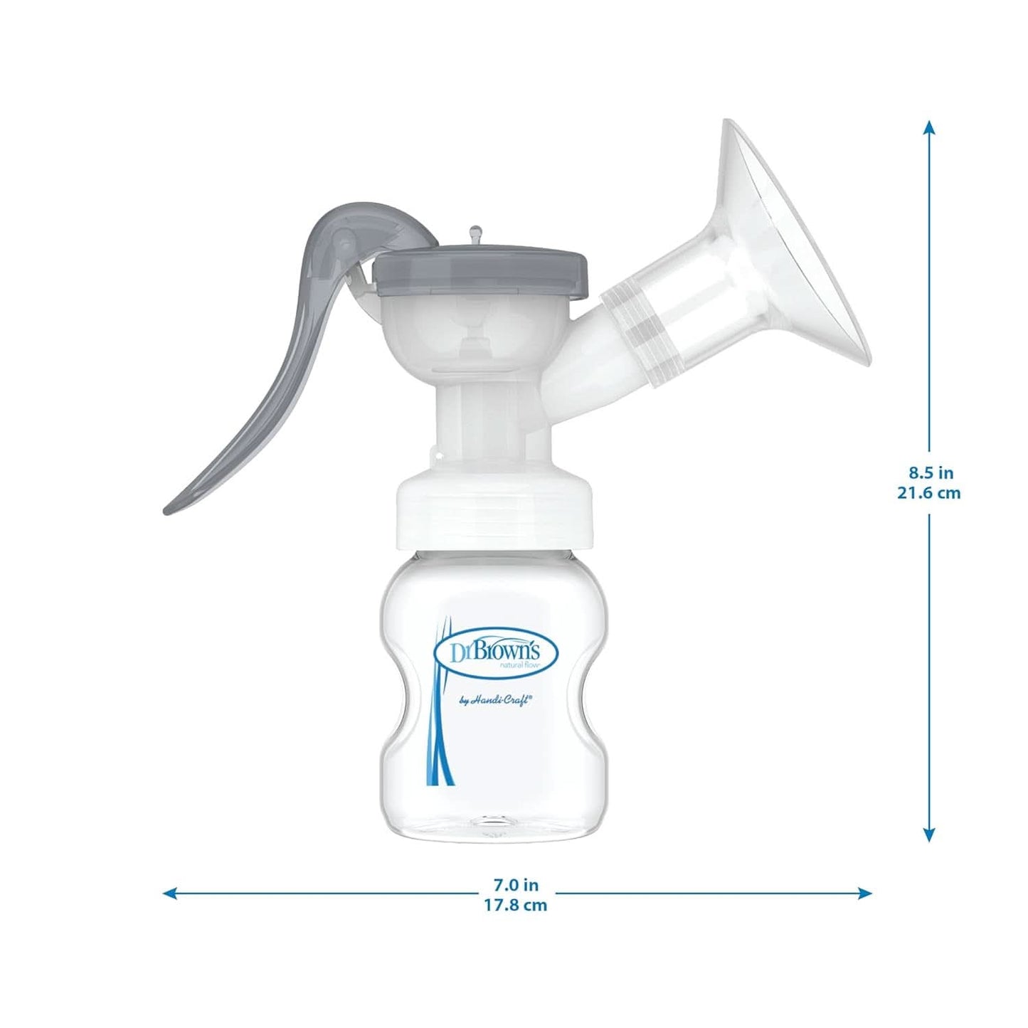 Manuel brystpumpe med 100 % silikone Softshape beskyttelse (B, 25 mm flange) og anti-kolik muligheder + 150 ml bred mund flaske med niveau 1 slow flow patte Tilbehør Mad og amning Bebe Naty Shop