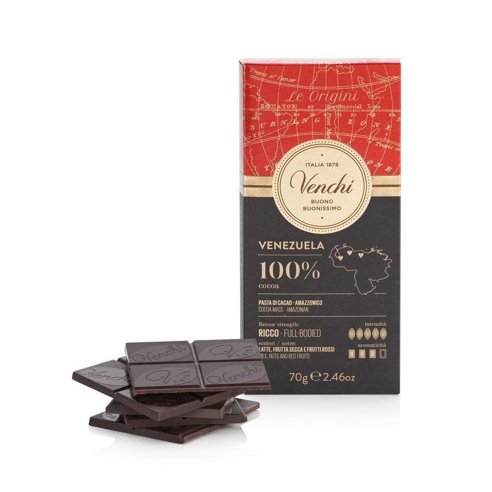 Venchi - Chokoladebar 85%, 70g - Med sprøde ristede kakaobønner - Glutenfri - Vegansk