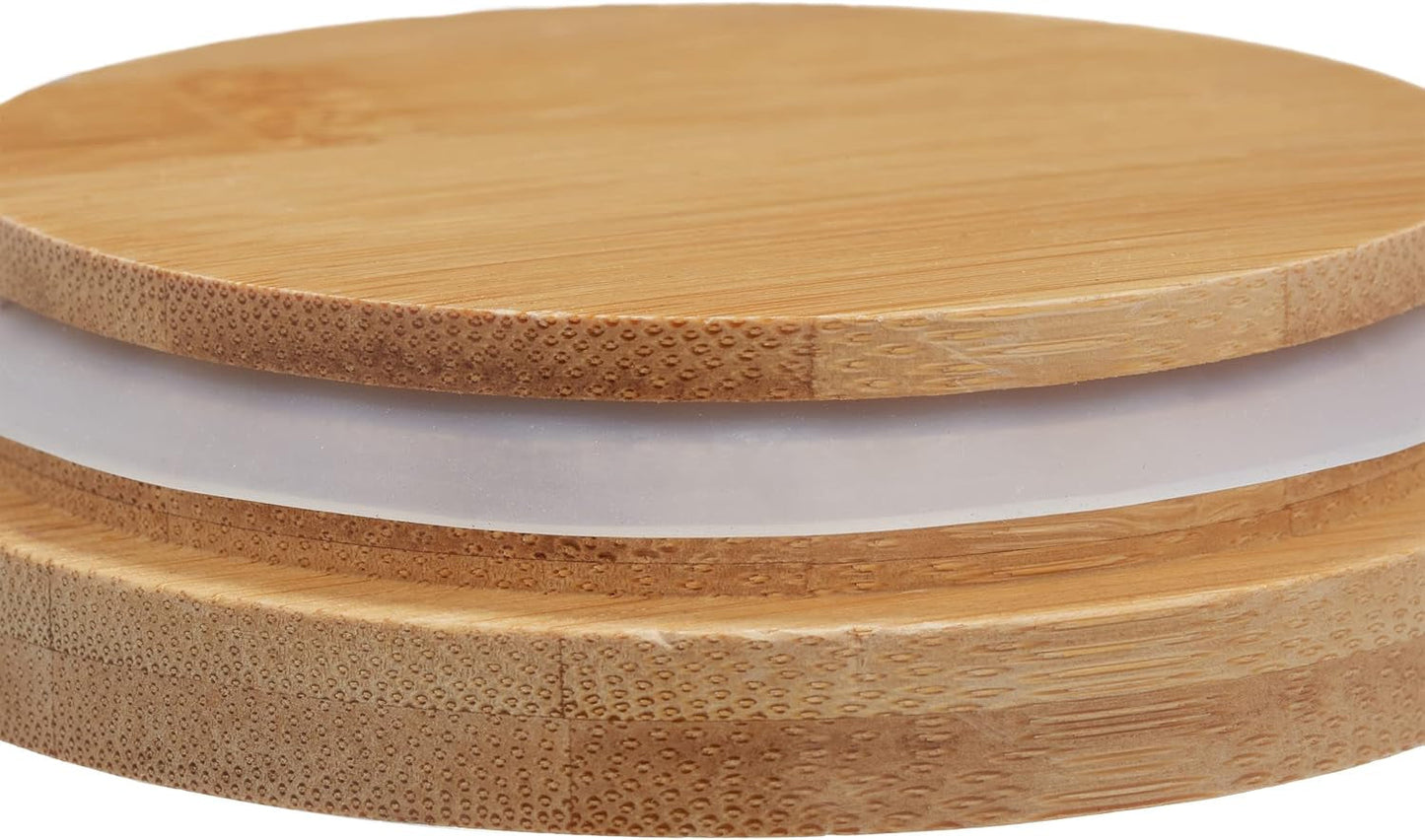 Relaxdays opbevaringskrukker med bambuslåg Sæt med 3 runde glaskrukker 1000ml Lækagesikre Klar/Naturlig 18x10cm Madopbevaringsbokse Naty Shop