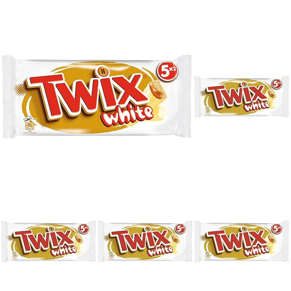 Twix hvide chokoladebarer | Karamel, kiks, hvid chokolade | Chokolade Multi Pack | 5 barer (5 x 46 g) (pakke med 5)