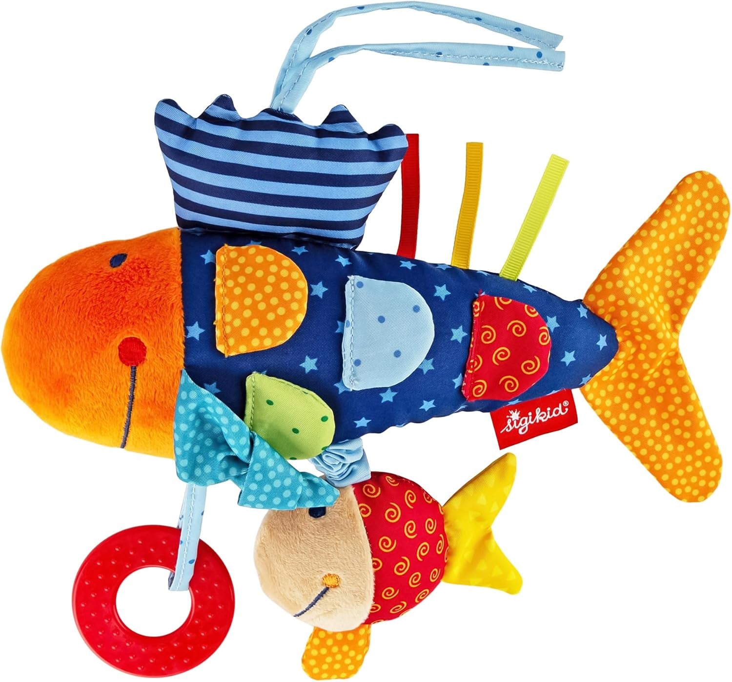 SIGIKID 40104 Aktiv fisk Babyaktivitet PlayQ Legetøj til børn piger og drenge anbefales fra 3 måneder Multifarvet babylegetøj Naty Shop Multifarvet/fisk
