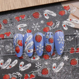 JMEOWIO 3D Nagelsticker Weihnachten Glitzer Nail Art Sticker Selbstklebend Nagelaufkleber 5D Stereoskopisk Schneeflocke Winterurlaub Süß Dekoration Nageldesign Zubehör 4 Blatt