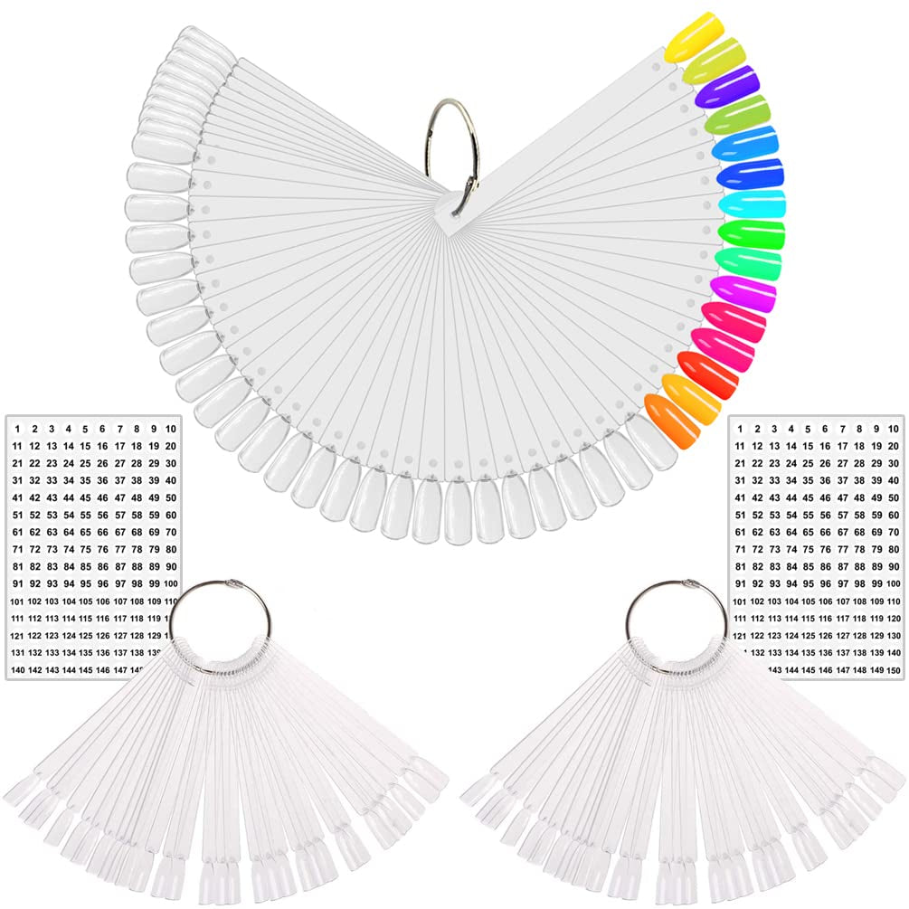 150 Stück Nail Art Tips Ring Stick, Transparent Farbe Karte Platten Nagelleck Display Ring Sticks, Nagel Salon Übungen Display Nail Tips