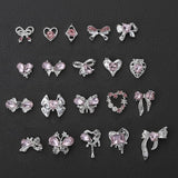 Luxus Rosa Diamant Nagel Charms 3D Butterfly Nail Art Charms Bow Nail Charms Y2K Heart Charms Nägel Tilbehør Schmetterling Herz Schleife Nageldesign Edelsteine ​​​​Strasssteine ​​Glitzersteine ​​​​Nagelschmuck