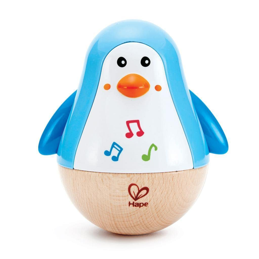 Baby Einstein Magic Touch musiklegetøj med trætromme i 6 måneder og op og Hape Penguin Musical Wobbler, farverig slingrende melodi, Roly-Poly Legetøj i 6 måneder og op Bebe Toys Naty Shop
