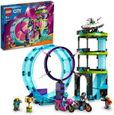 LEGO 60361 City Stuntz Ultimate Stunt Rider Challenge 3I1-stunts for 1 eller 2 spillere med 2-hjulede legetøjsmotorcykler til børn Sæt 2023 Byggesæt Besuche den LEGO-Store Single
