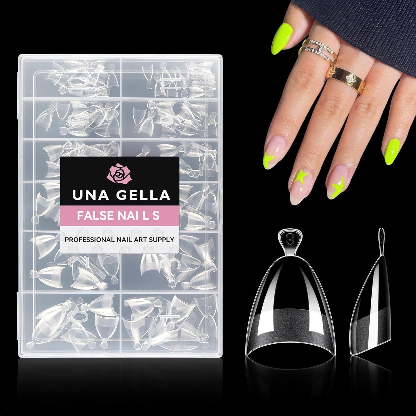 Ballerina Gel Neglespidser 216 stk. 12 Størrelser Soft Gel Negle Tips Full Cover Negle Extension Sæt Semi Matt DIY Home Art