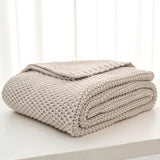 Chunky strik tæppe, Letvægts, Beige, 100% økologisk bomuld, Tæppe til sofa, sofa, seng, barn, børneværelse, Rustik, Shabby chic, Moderne bondehus, 152,4 X 203,2 cm, Inklusiv vaskepose Senge og tæpper Longhui sengetøj