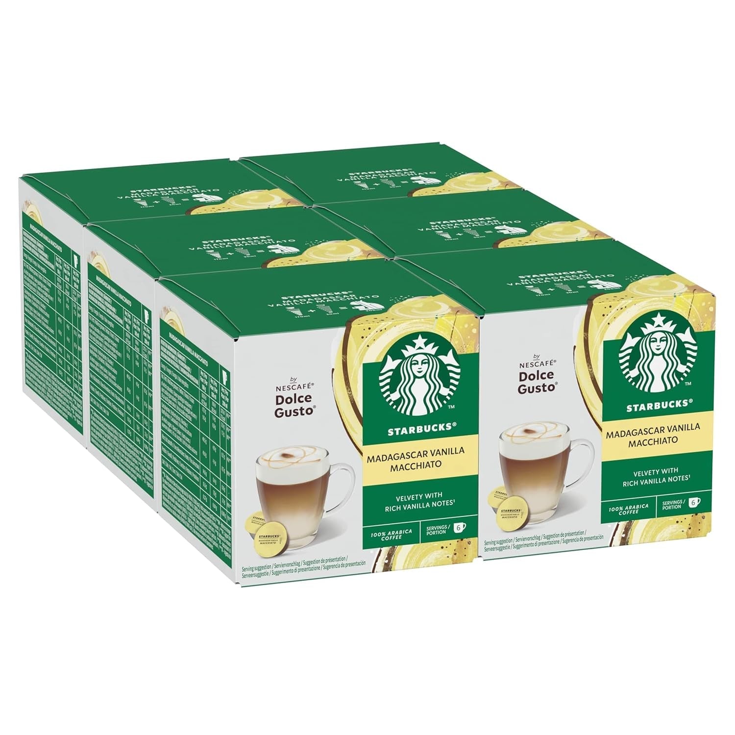 STARBUCKS Vanilla Macchiato af Nescafé Dolce Gusto Kaffeekapseln 6 x 12 (72 Kapseln)