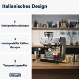 De'Longhi La Specialista Arte EC9155.MB portafilter espressomaskine med kværn, 8 maleindstillinger, 15 bar tryk, 3 temperaturindstillinger, mælkeskummer, 1550W, 1,7L tank, rustfrit stål/sort, inklusive barista kit