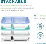 U Konserve - Opdelt rektangulær madbeholder i rustfrit stål med silikonelåg - Island Teal - 28 oz / 825 ml madopbevaringsbokse Naty Shop