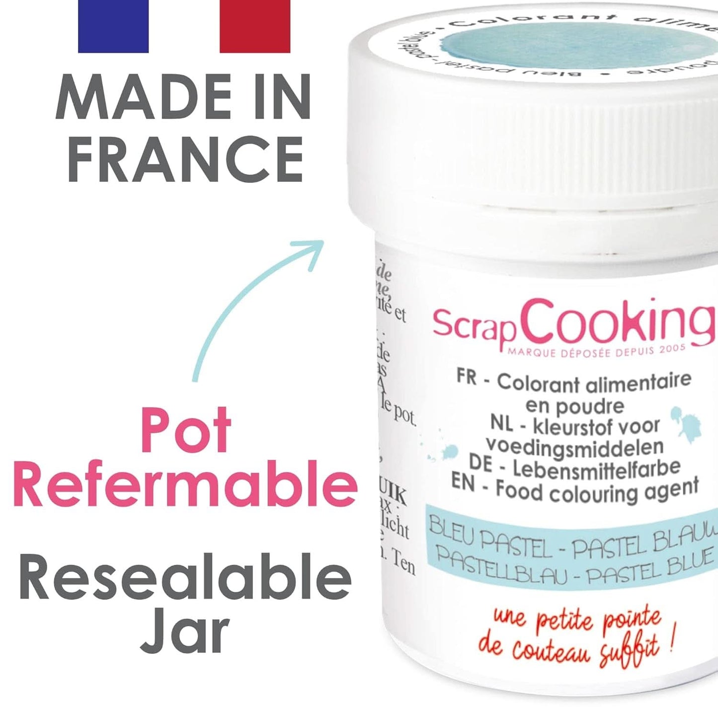 Scrapcooking, pulvermadfarve, pastelblå, 5 gram Naty Shop