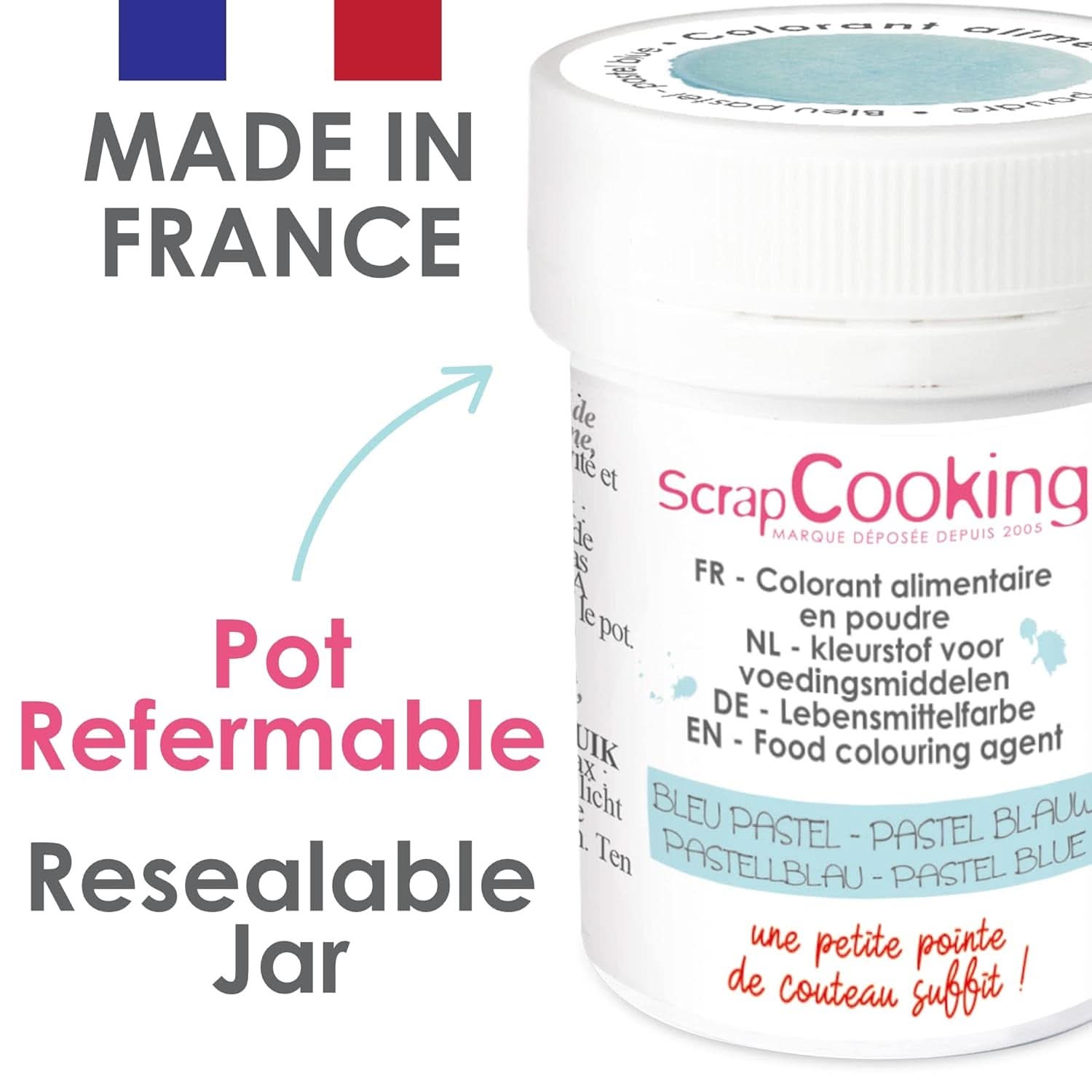 Scrapcooking, pulvermadfarve, pastelblå, 5 gram Naty Shop