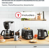 Tefal Includeo Filter Espressomaskine, Espressomaskine Ekstremt nem at bruge, Velegnet til højre- og venstrehåndede brugere, Automatisk lågåbning, 1,25 L, 10 til 15 kopper, CM533811