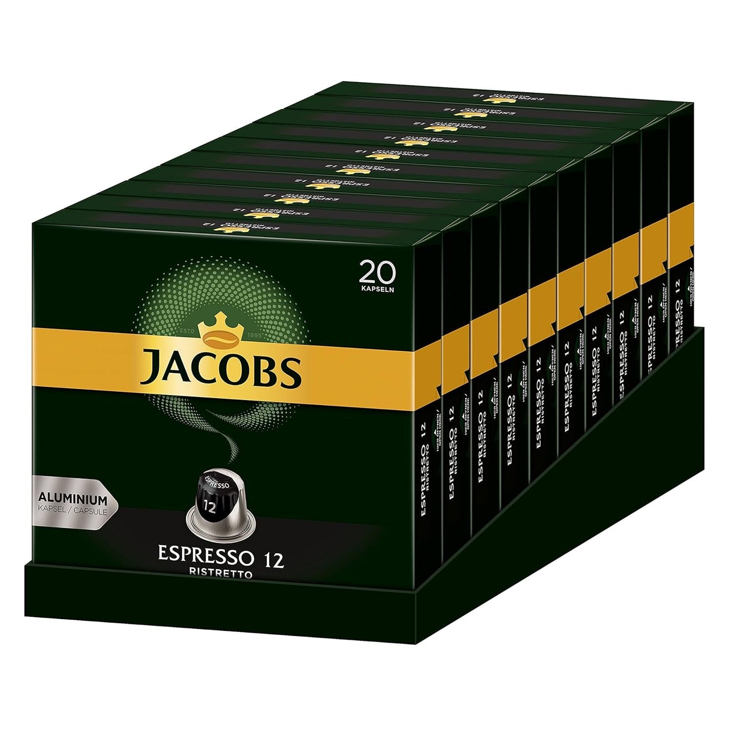 Kaffeekapsel Espresso Ristretto, Intensitet 12 af 12, 10 x 20 Getränke & Kaffeekapseln Espresso Intenso, Intensität 10 af 12, 200 Nespresso®* kompatibel Kapsel, 10 x 20 Getränke
